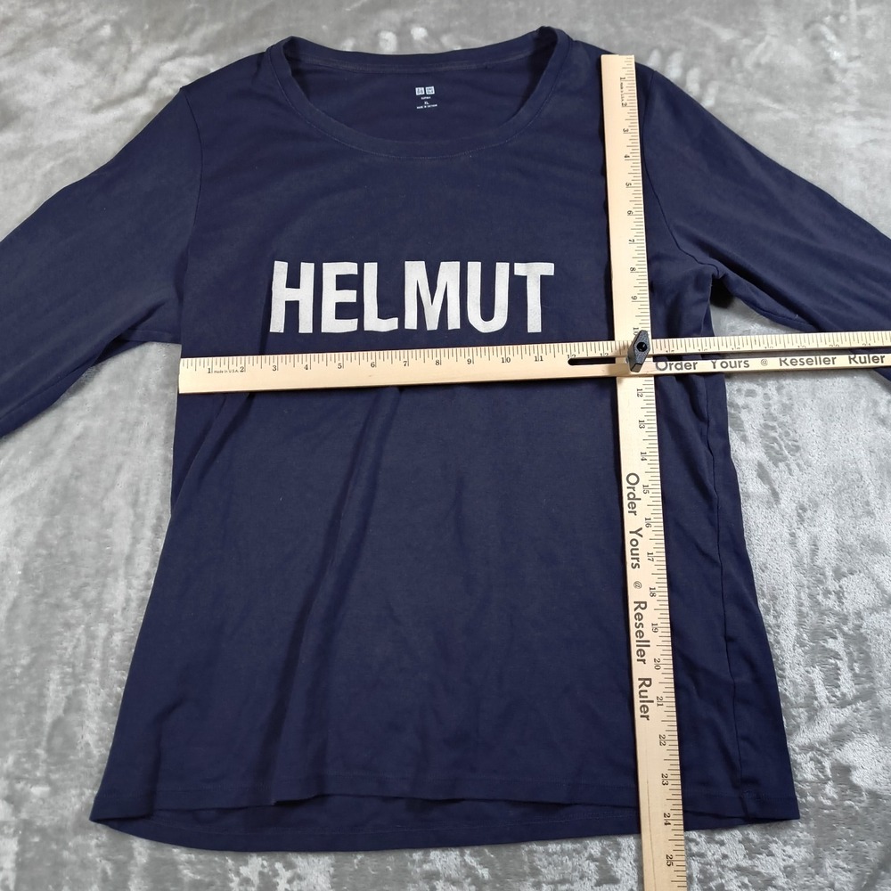 Uniqlo Helmut Lang Shirt Womens XL Blue Supima Long Sleeve Collaboration Stretch - Picture 7 of 7